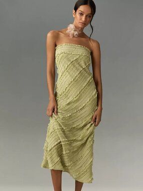NWT Anthropologie Strapless Textured Column Midi Dress, Size M